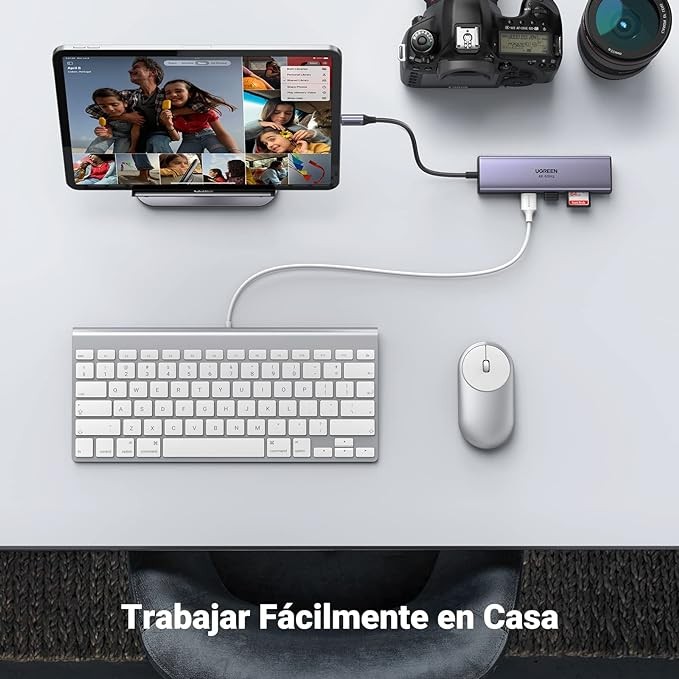 UGREEN Hub USB C, 7 en 1 Adaptador USB C a HDMI 4K 60Hz, Gigabit Ethernet, 100W PD Carga, Lector de Tarjetas SD TF, 2 USB 3.0 Compatible con MacBook Pro Air M1 M2 iPad iPhone 15 DELL Switch Steam Deck. image number null