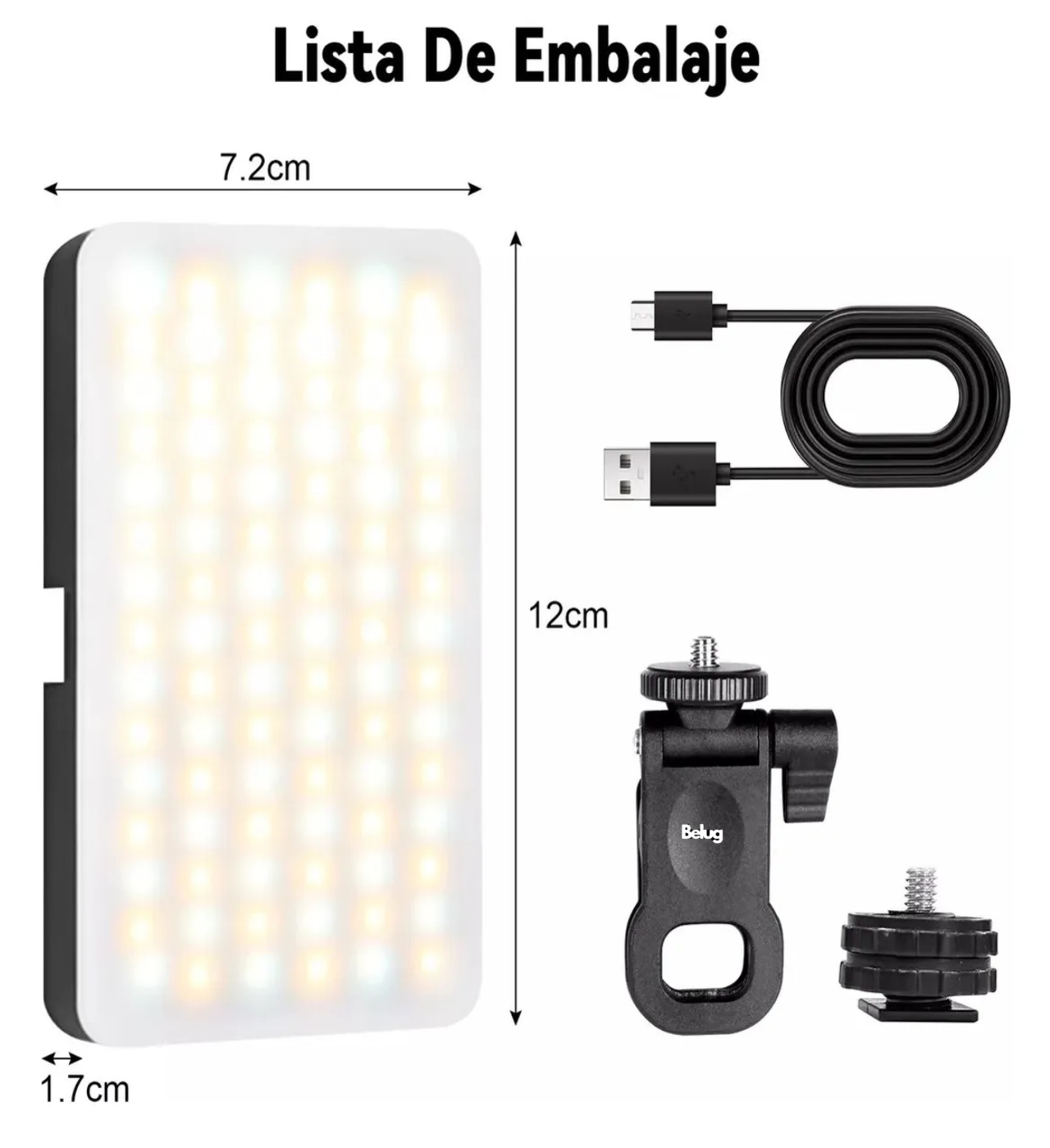 L&aacute;mpara De Tel&eacute;fonos C&aacute;mara Luz Rgb Para Celular Recargable image number null