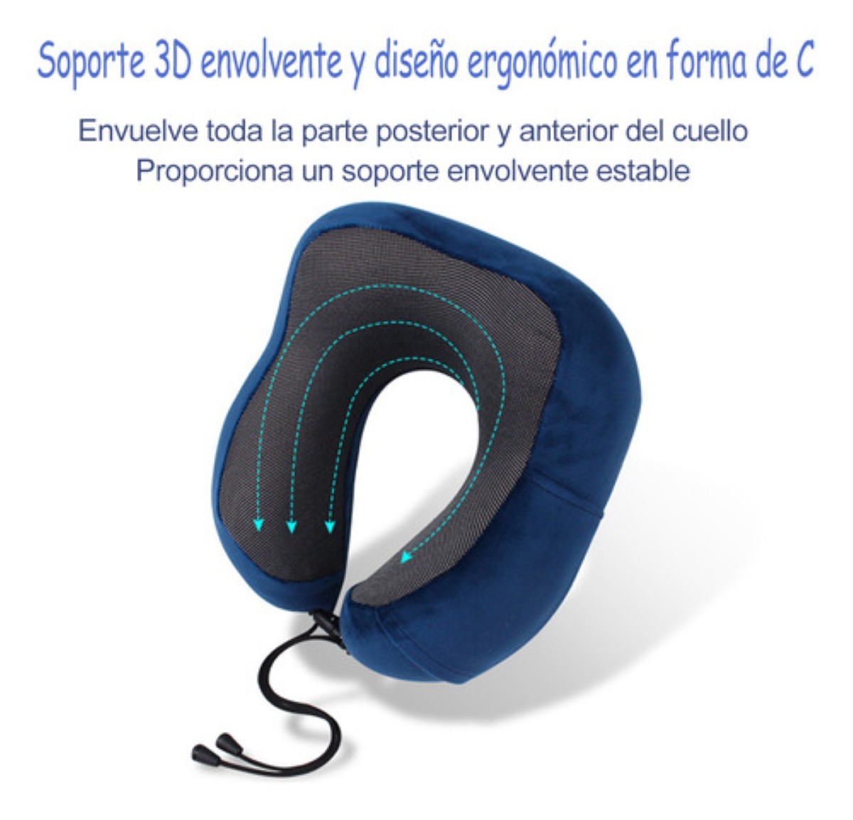 Almohada De Viaje portatil Espuma Viscoel&aacute;stica Cuello Azul Marino image number null