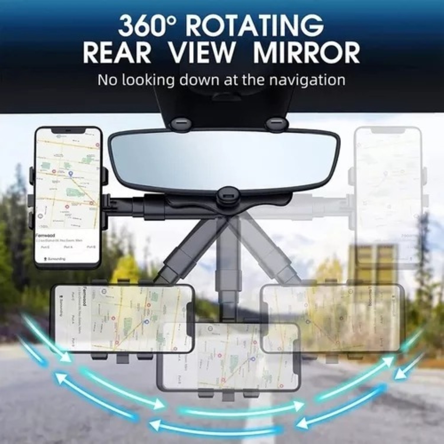 Soporte Para Celular Coche Estable 360 Grado Negro Panel Cuadrado image number null