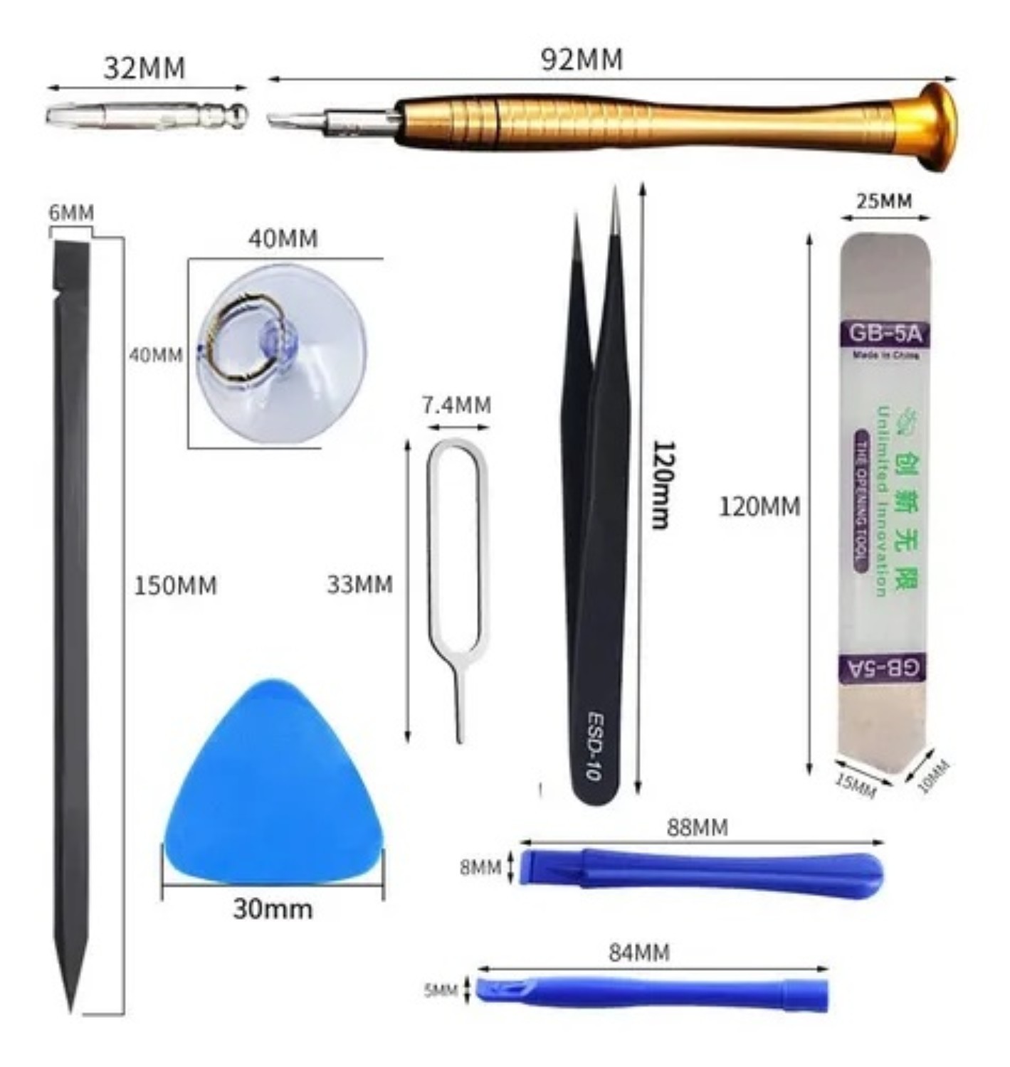 Kit De Herramientas Reparaci&oacute;n Pantalla Lcd Celular 47 En 1 Negro Azul image number null