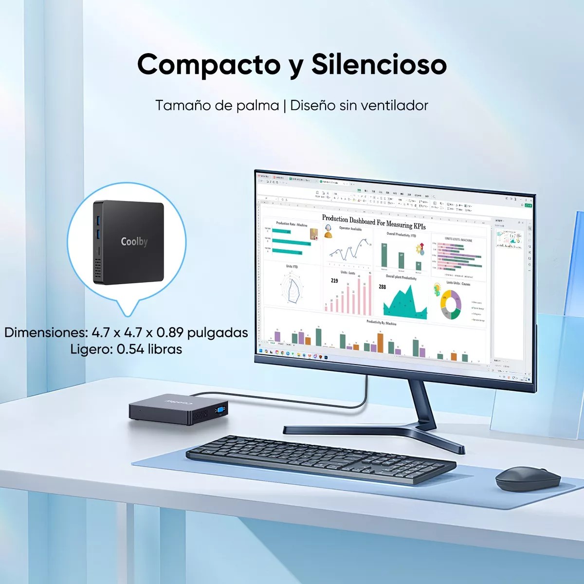Miniordenador Intel Celeron Win10 Pro. image number null