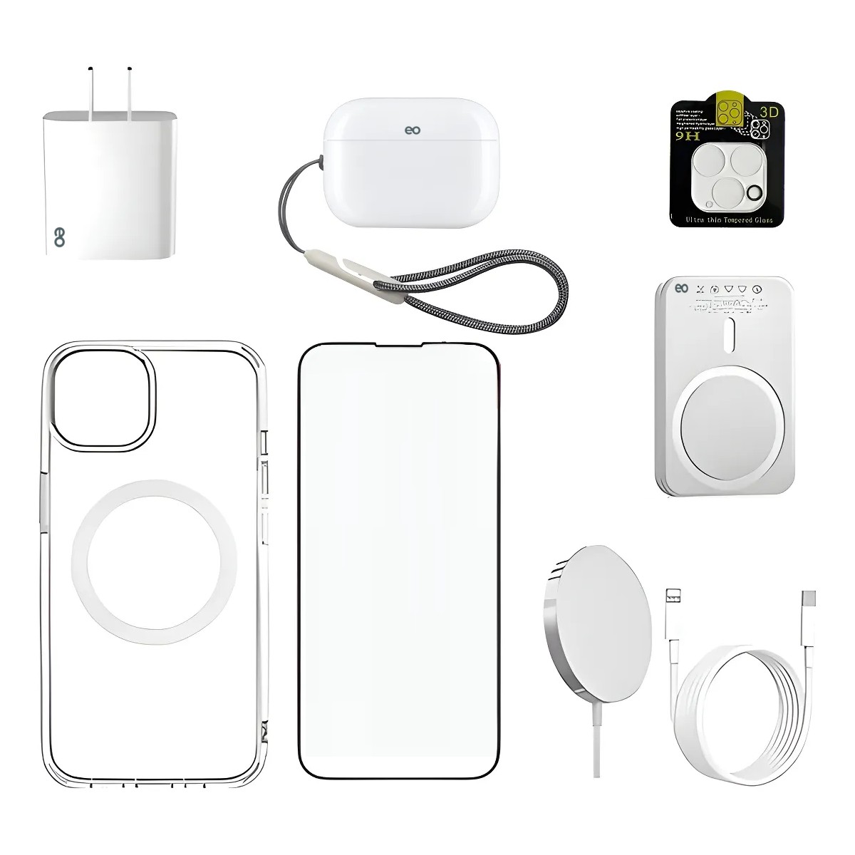 kit Cargador 20w Inal&aacute;mbric 10000 Mah Auricular Para iPhone 15 Pro Max image number null