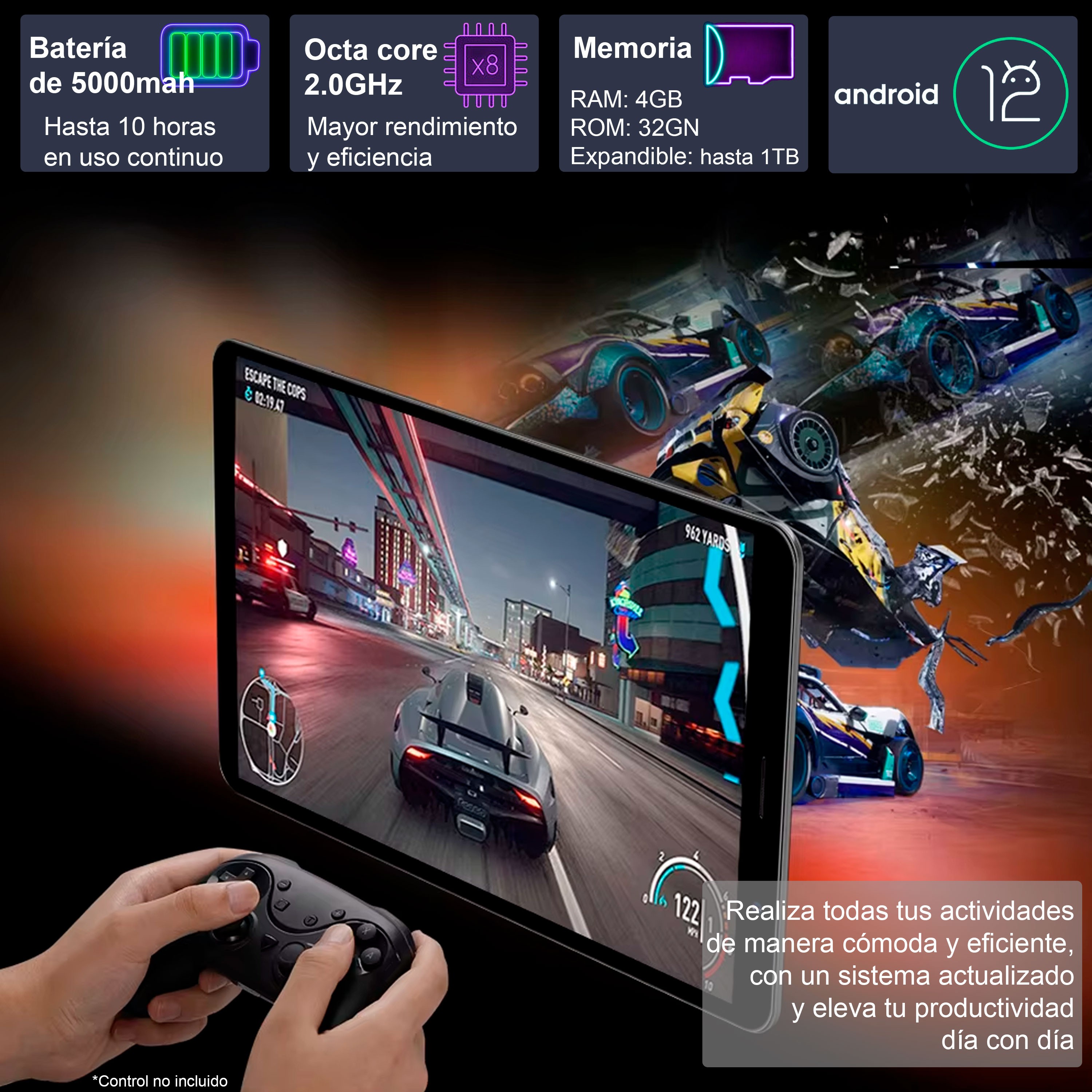 Vak Tablet 73x 8' Hd 8 Core Teclado 2 Camaras Android Wifi -Azul image number null
