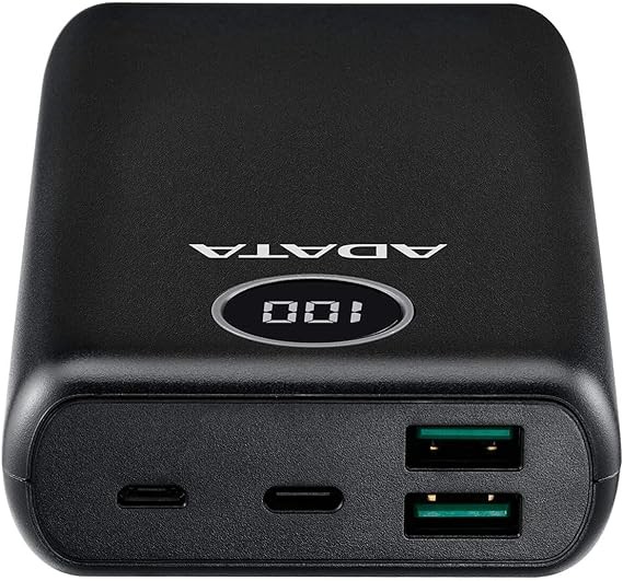 ADATA Powerbank Bater&iacute;a Port&aacute;til Recargable P20000QCD Power Bank de 20,000 mAh (74Wh), Color Negro (AP20000QCD-DGT-CBK), Tecnolog&iacute;as de Carga R&aacute;pida Qualcomm QC 3.0 USB PD 3.0. image number null