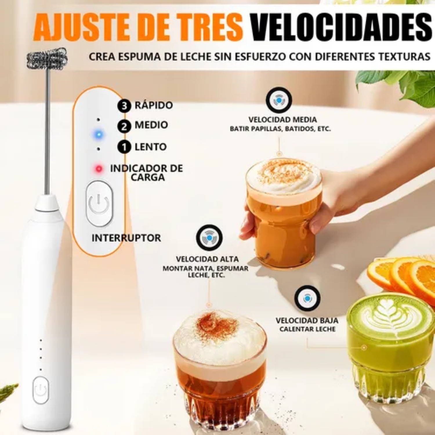 Mini Batidora De Nata El&eacute;ctrica Recargable Uso Dom&eacute;stico Blanco image number null