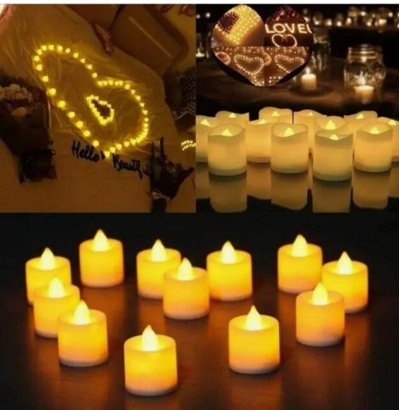 Velas de Luz Led Realistas Modelo Amarillo 50 Piezas image number null