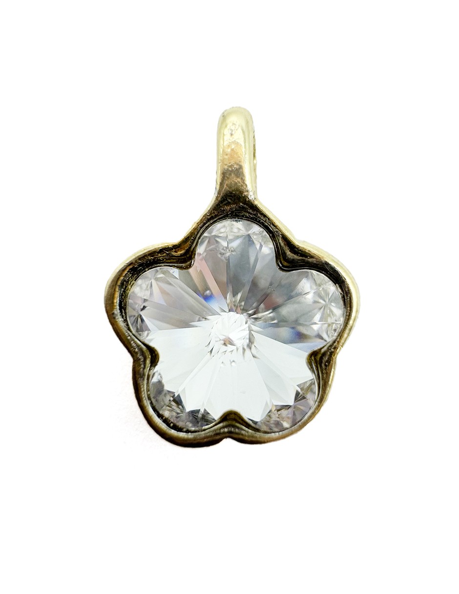 Collar de oro laminado con piedra transparente y cadena tipo serpiente image number null