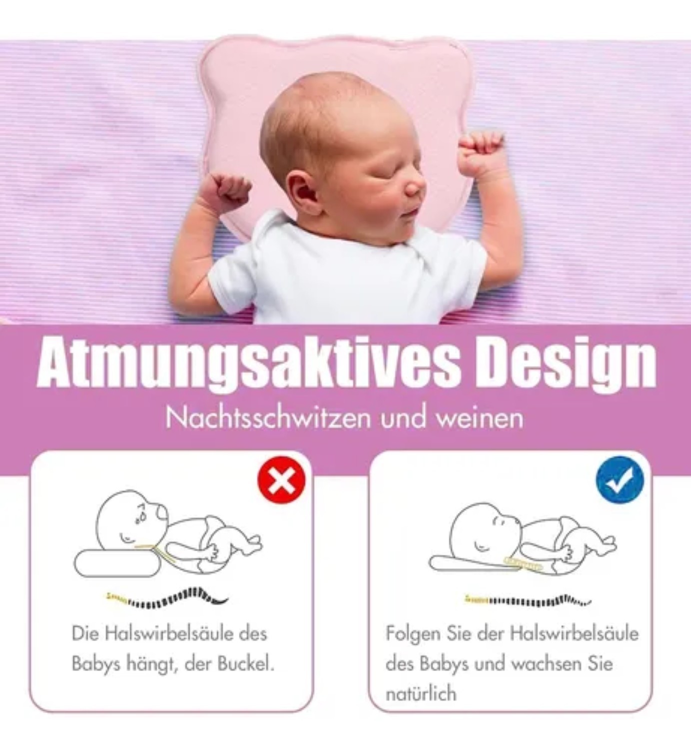 Almohada Para Beb&eacute; Foam Rosa image number null