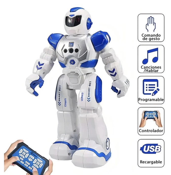 Robot Inteligente de Control Remoto Azul para Ni&ntilde;os, Juguete Rob&oacute;tico Recargable image number null