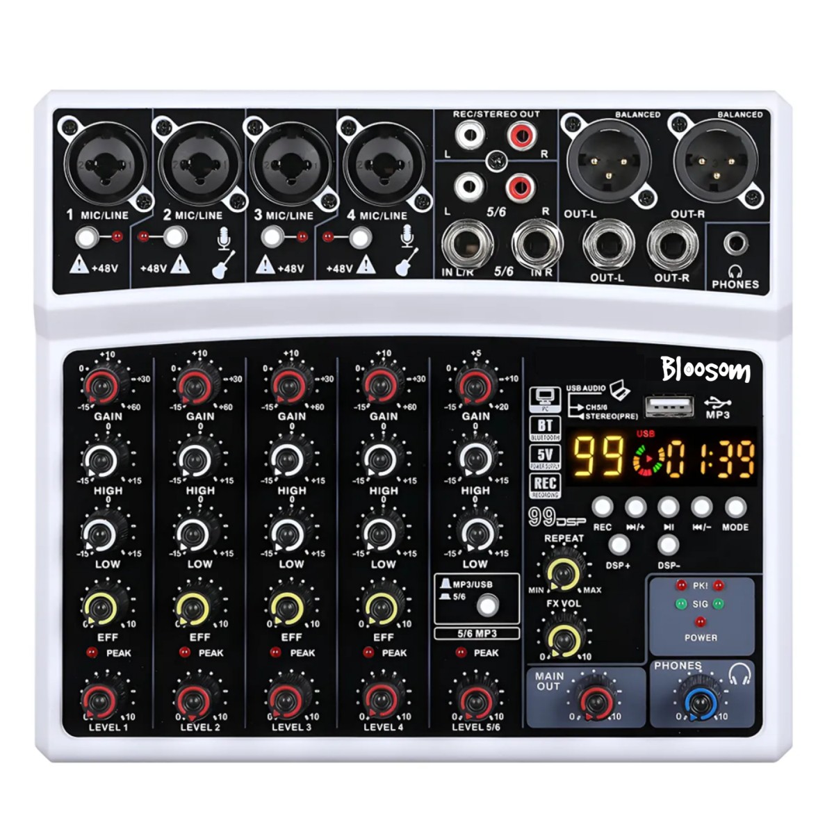 Mezclador Bluetooth Usb Dsp (6 Canales) Blanco image number null