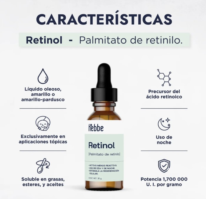 Hebbe Retinol Vitamina A Antiedad con Palmitato de Retinilo Oleoso Puro 30 ml Todo Tipo de Pie image number null