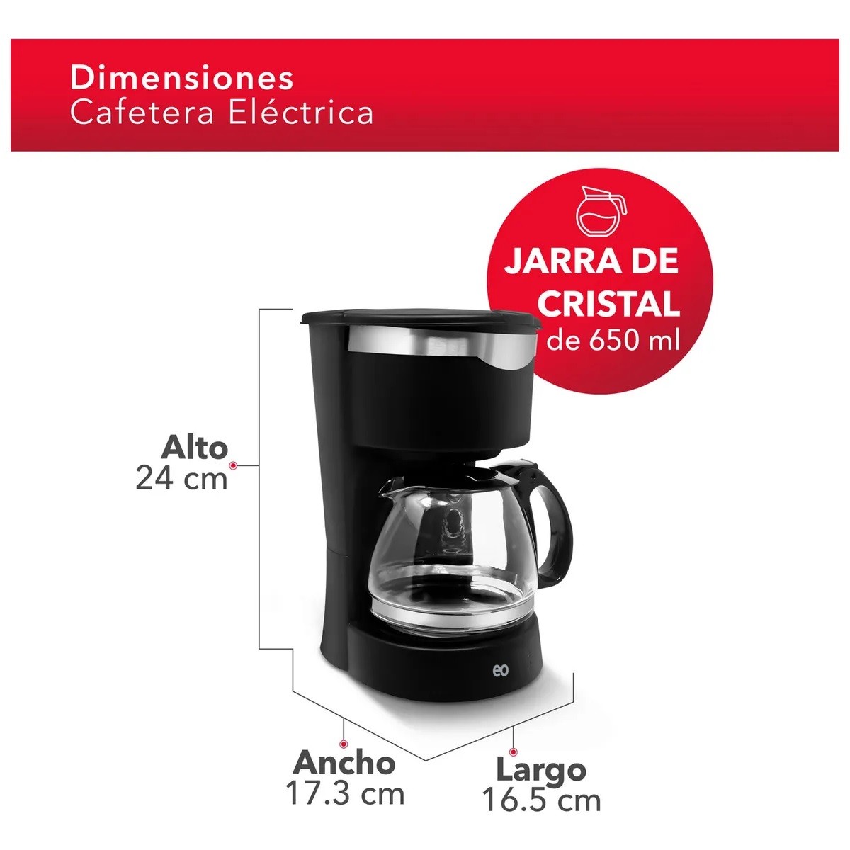 Cafetera El&eacute;ctrica Con Jarra De Cristal Color Negro image number null