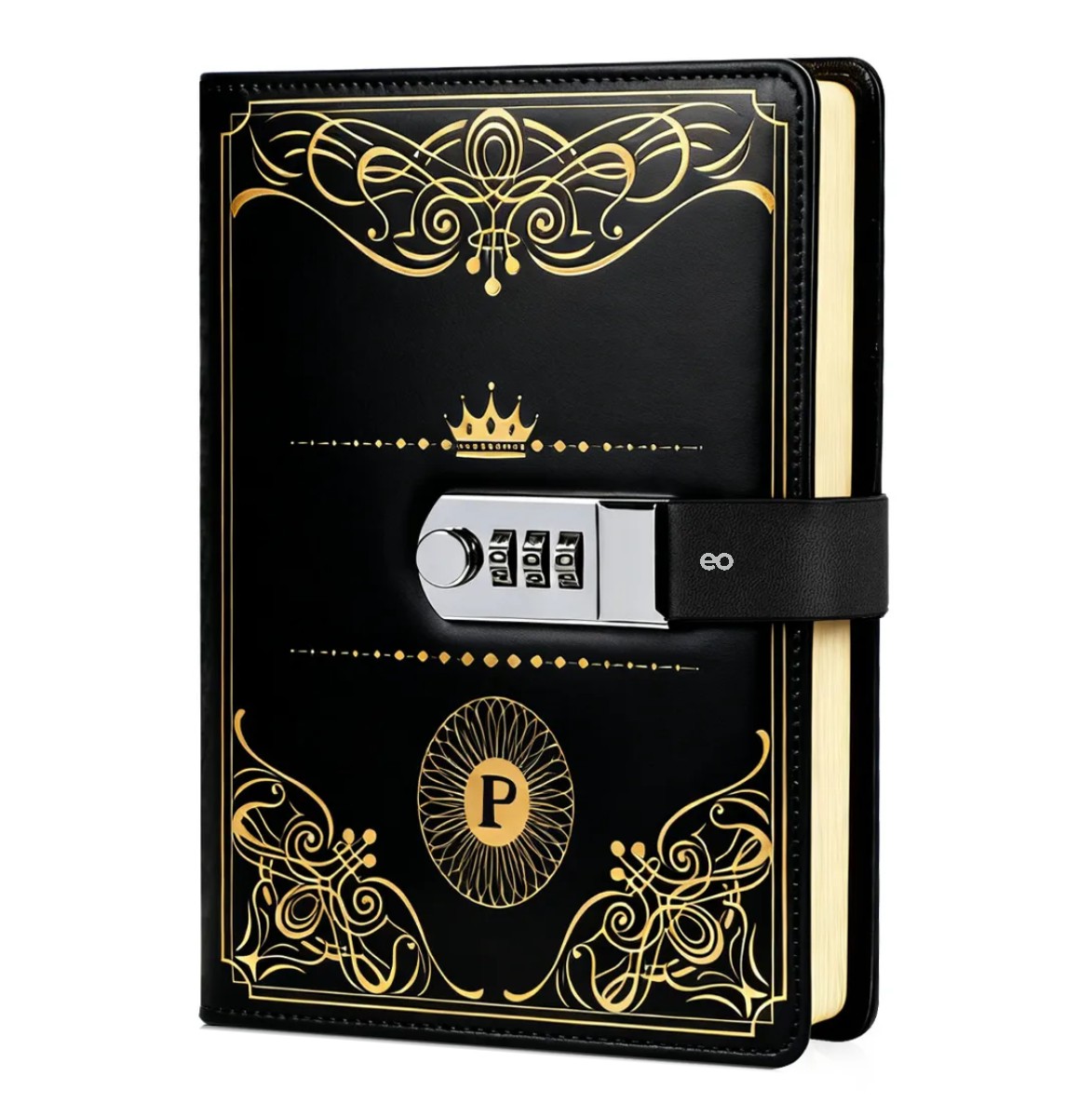 Agenda De Cuero Con Candado Diario Personal 150 Hojas +calco Negro image number null
