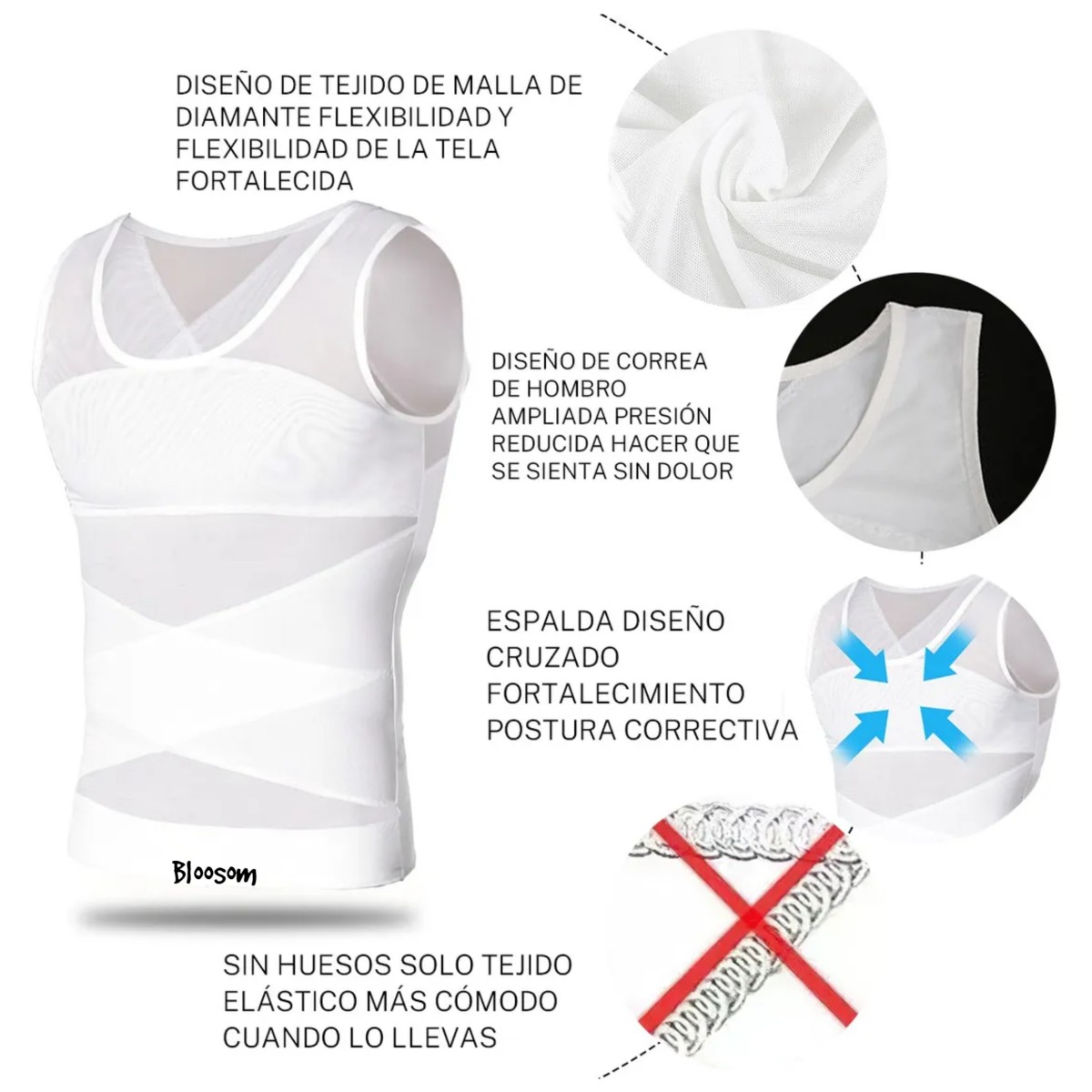 2pcs Ginecomastia Camisa Hombres Adelgazamiento Pecho Talla XL Negro/Blanco image number null