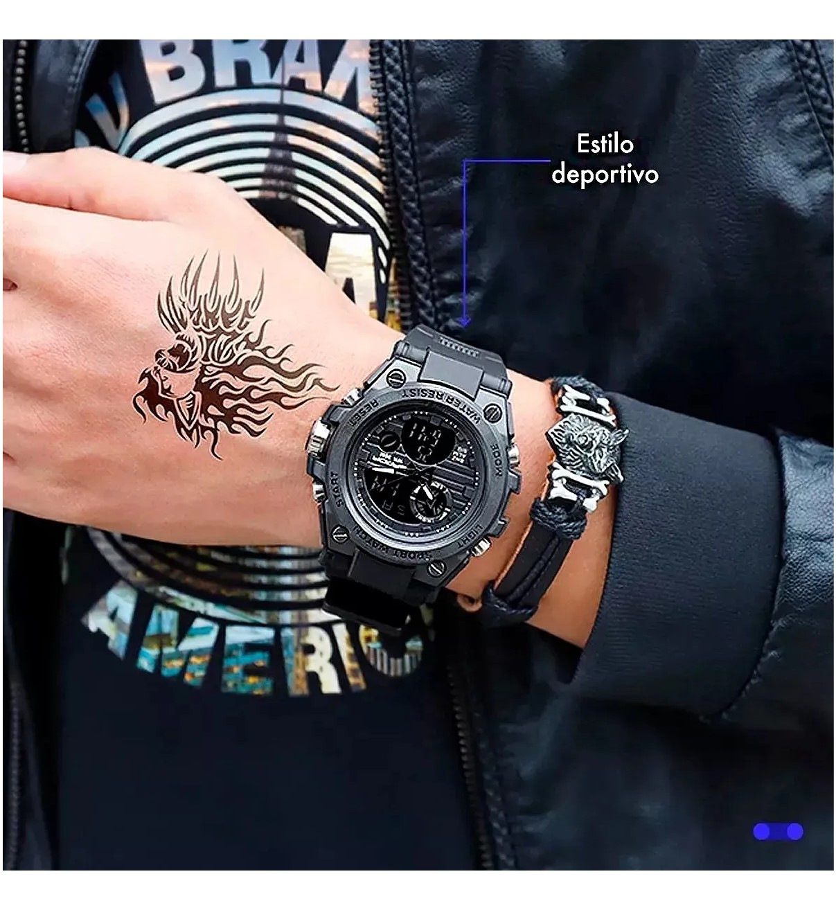 Reloj pulsera Belug con correa de poliuretano Negro image number null