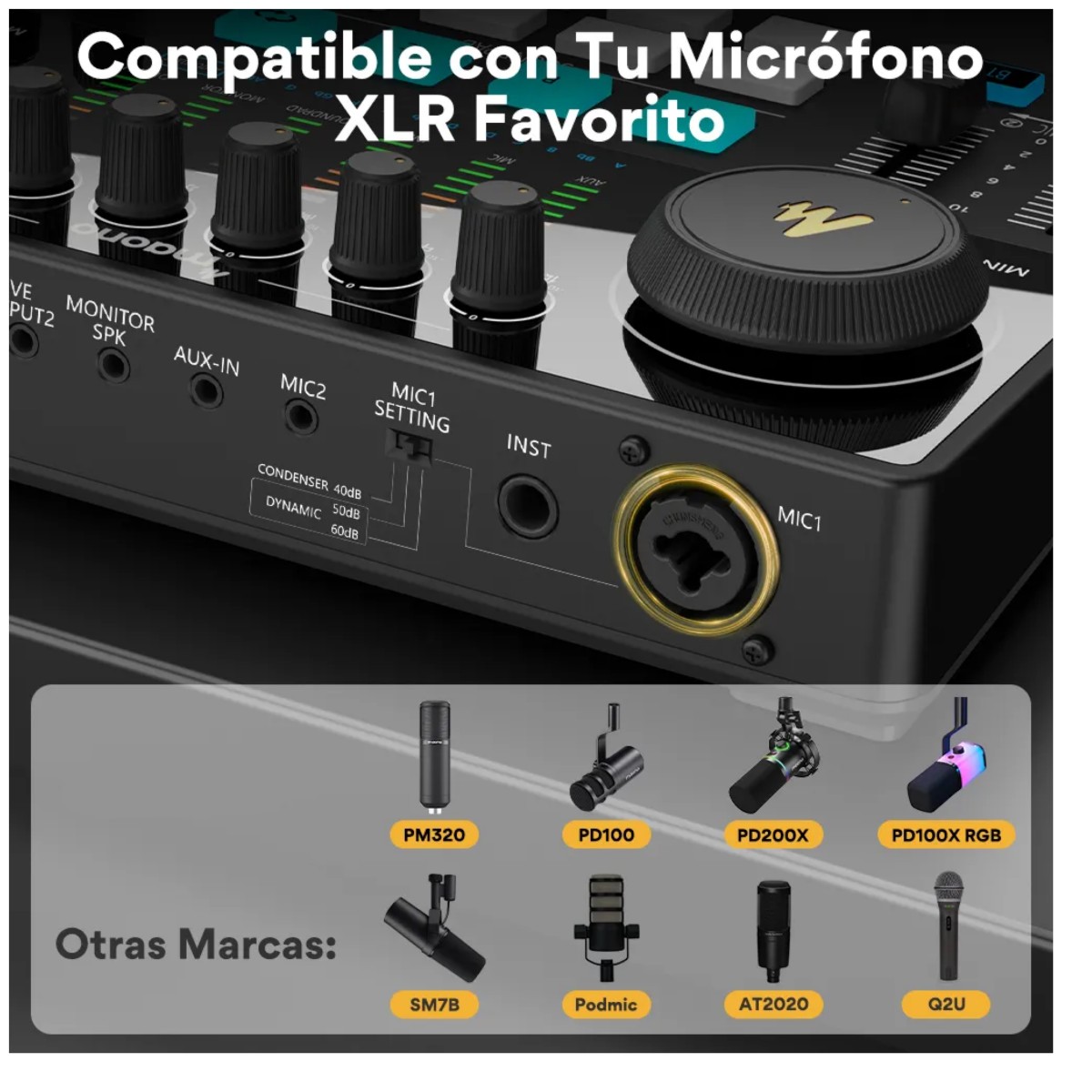 Mezcladora Interfaz De Audio Podcast Stream Negro image number null