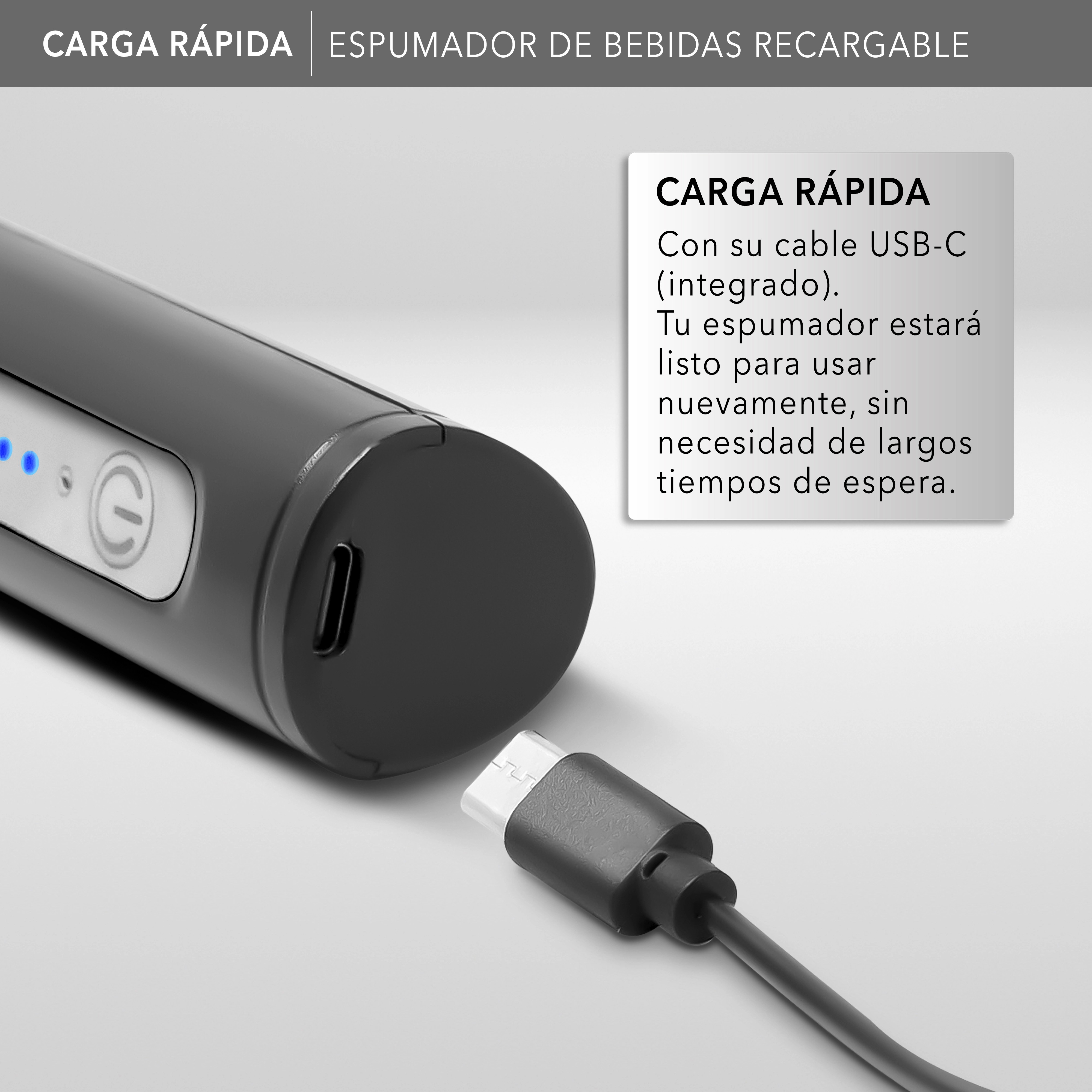 RCA Espumador de Leche El&eacute;ctrico Recargable RC-60 Port&aacute;til de Acero Inoxidable. image number null