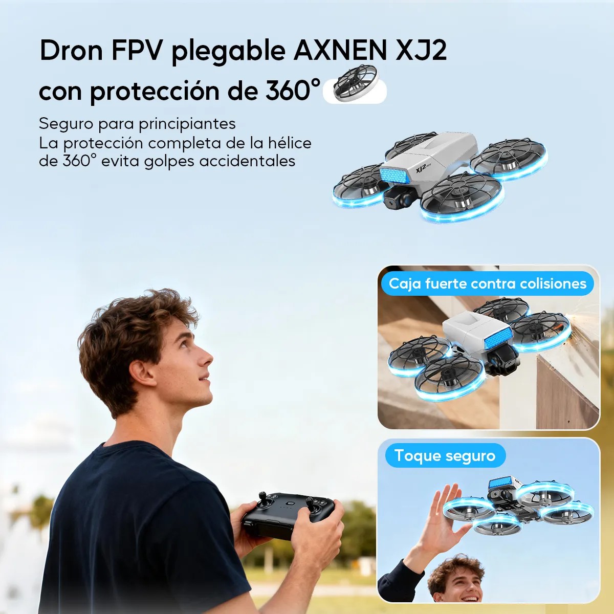 Mini Drone ZLL XJ2 Con C&aacute;mara 8K FPV, Plegable, 3 Bater&iacute;as, Motor Sin Escobillas image number null