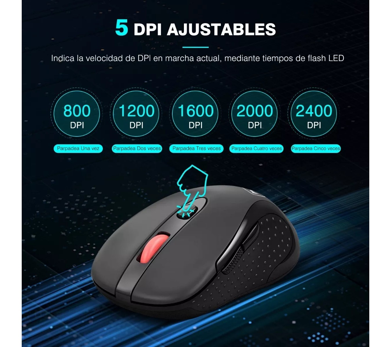 ML TERPORT Mouse Inalambrico Usb Oficina F10, Uso Con Pila, 2.4g Receptor Usb, 2400 Dpi / 5 Niveles Adjustables, Rat&oacute;n Inalabmrico Ergonomico Ligero Y Portatil Para Win/Mac Computadora PC. image number null