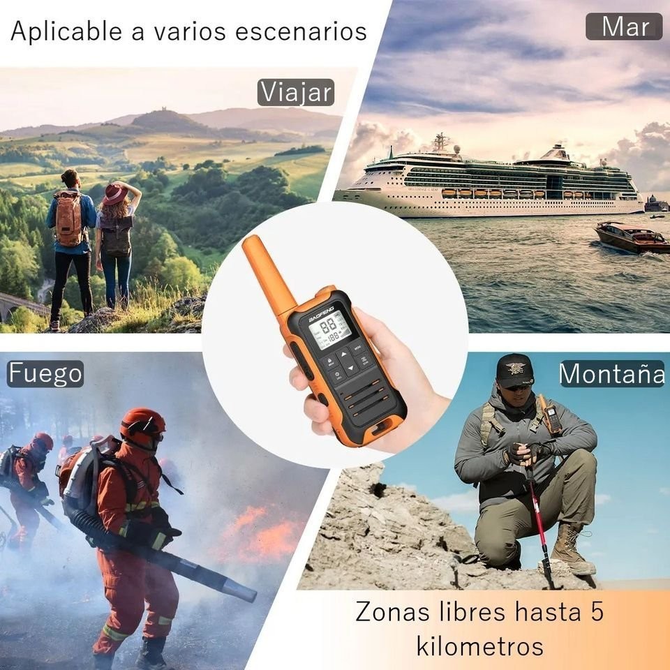 Walkie talkie Radio azul bidireccional tipo C recargable viaje Camping antena juego seguridad image number null