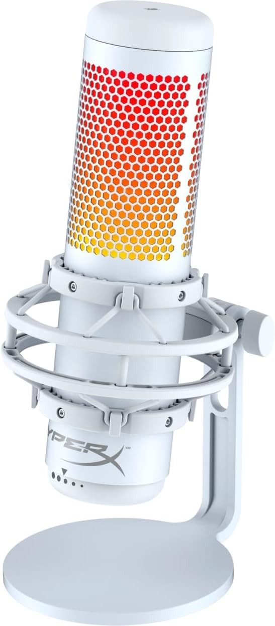 HyperX QuadCast S Blanco, Micr&oacute;fono de Condensador USB RGB para PC, PS4 y Mac, Montaje antivibraci&oacute;n, Cuatro Patrones Polares, Filtro Pop, Control de Ganancia, 519P0AA. image number null