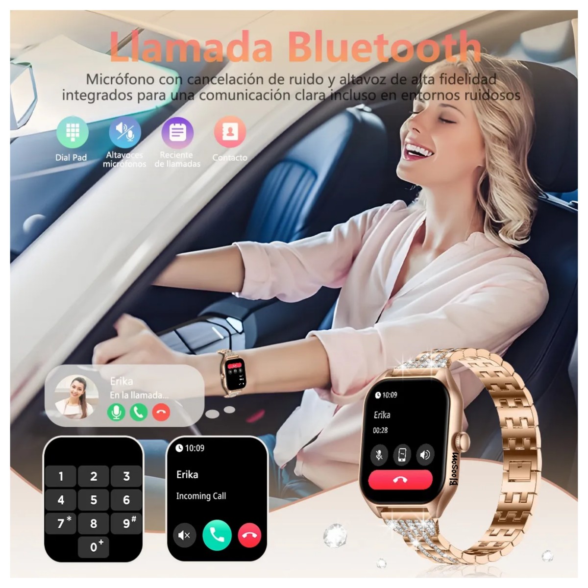 Reloj Smartwatch 1.85 Mujer Relojes Inteligentes Smart Watch Dorado image number null