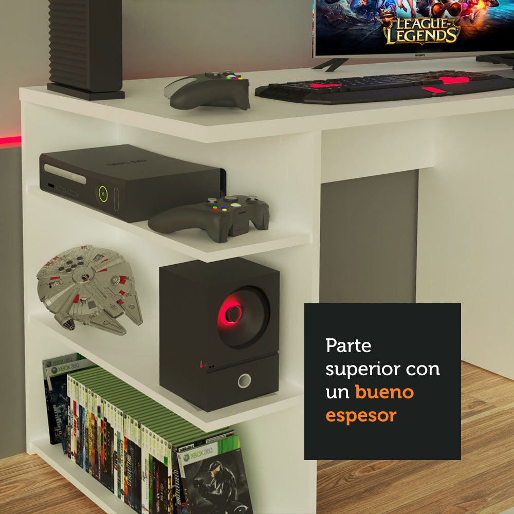 Escritorio Gamer para Computadora 9409 Color Blanco image number null