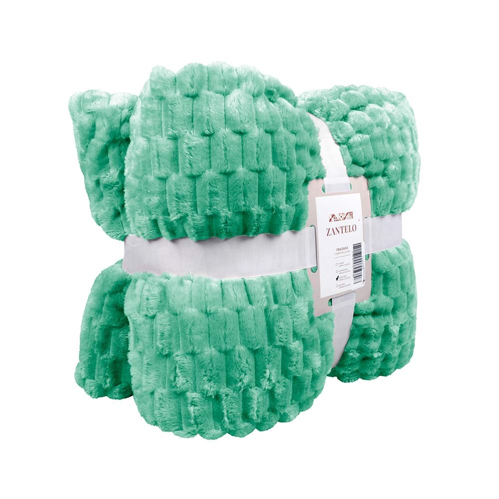 Frazada Embo Matrimonial 240x190 cm Menta, 100% microfibra poli&eacute;ster, t&eacute;rmica, suave y lavable image number null