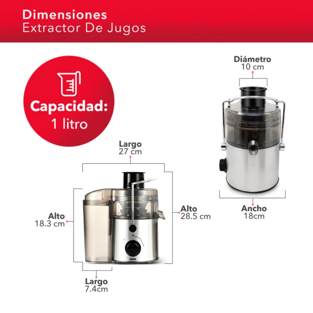 Extractor de Jugos RCA RC-XT1 400W 1L Plata ALBY2 image number null