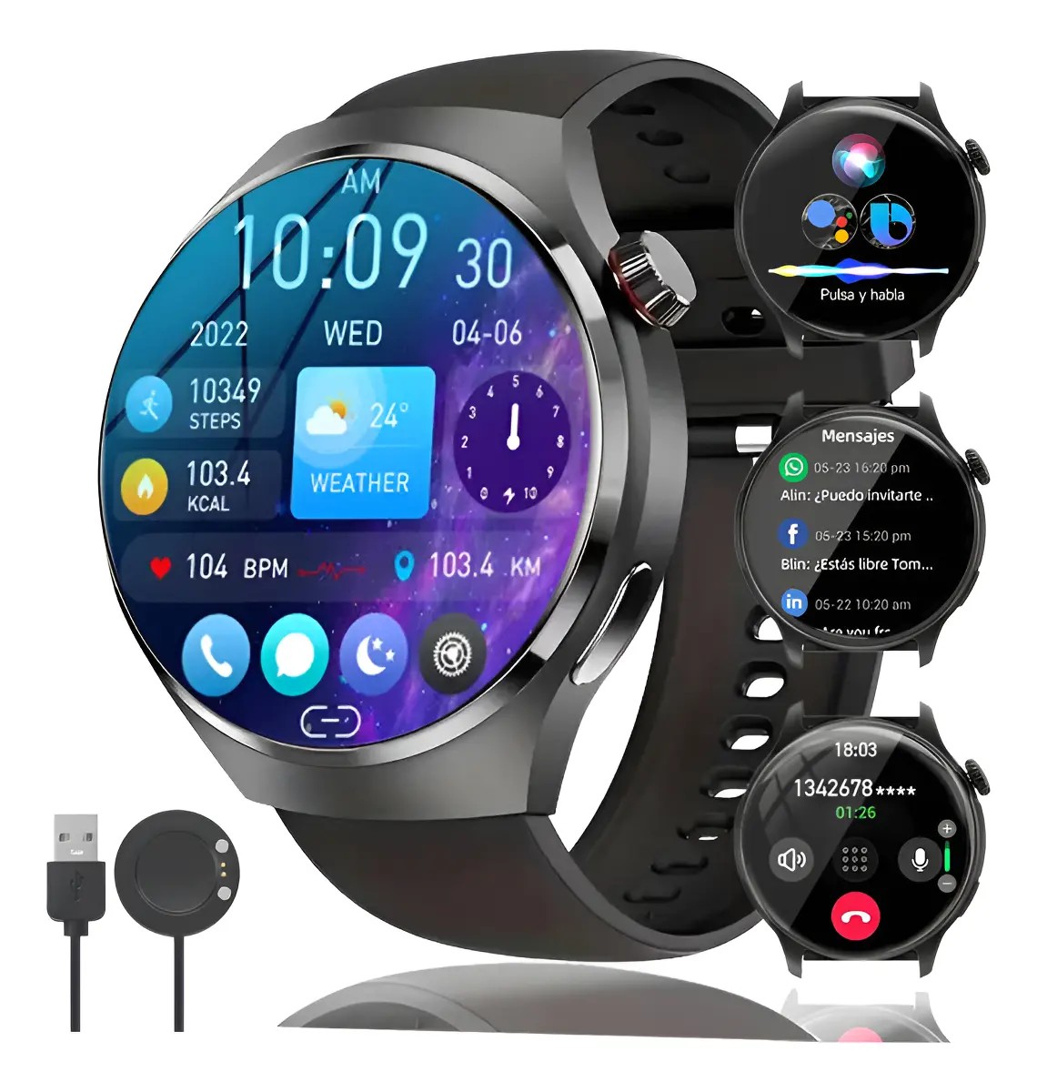 Reloj Inteligente Hombre Mujer Smartwatch Llamadas Watch4 image number null