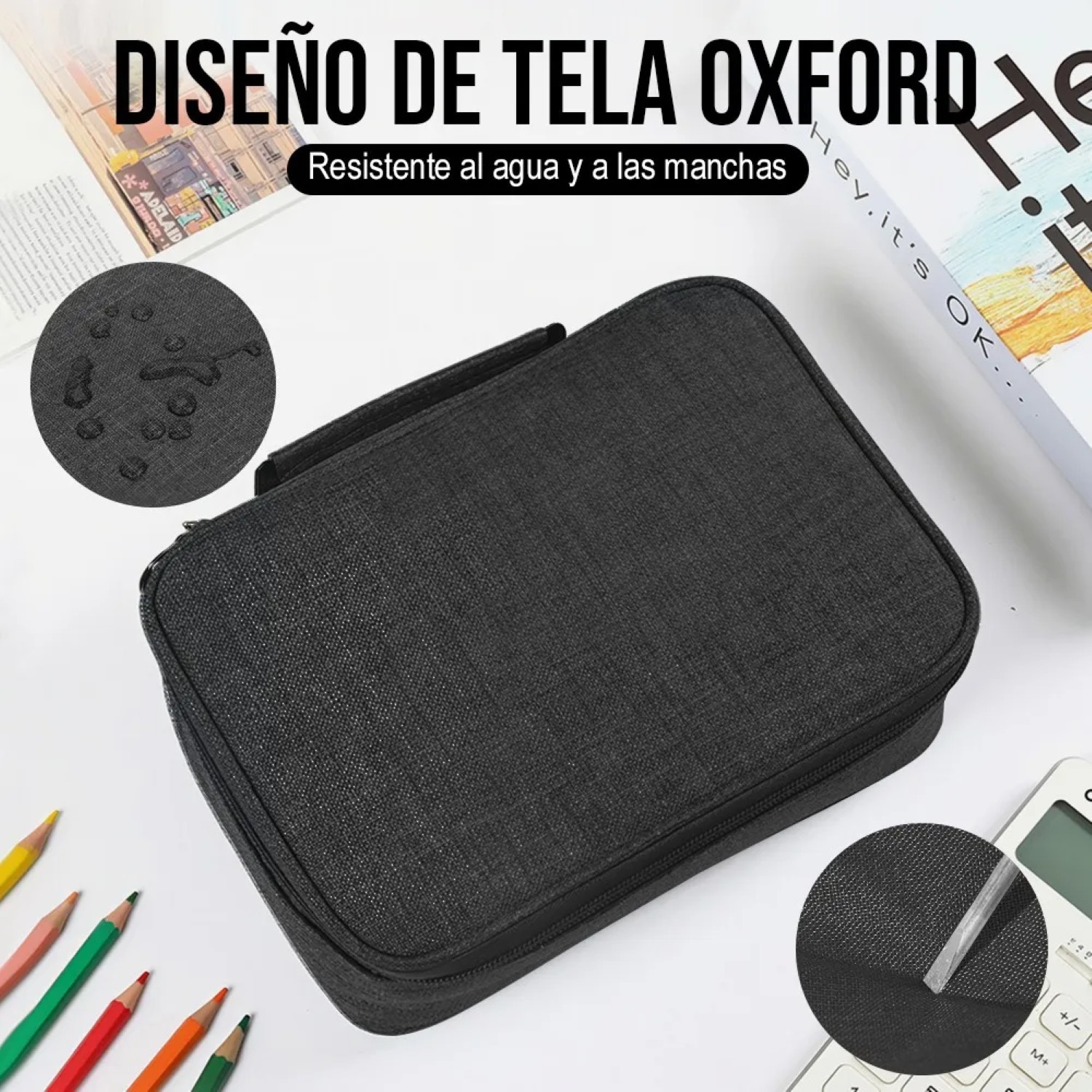 Estuche Para Lapices 24 Ranuras Lapiceras Organizadoras negro image number null