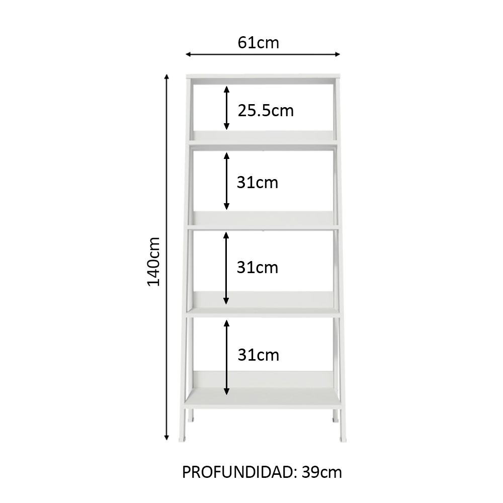 Mueble Biblioteca Librero Madesa Con 4 Niveles Blanco 2 image number null