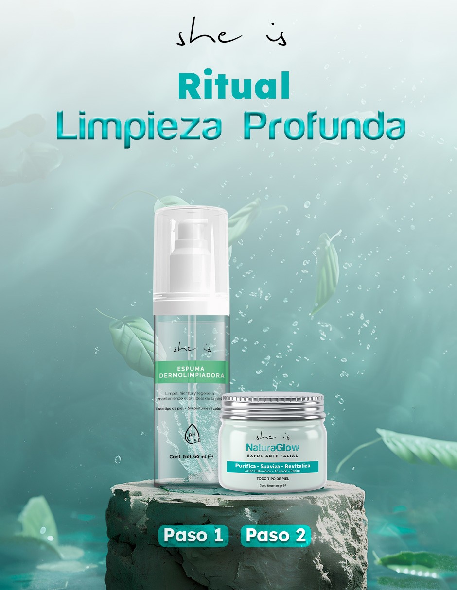 Set facial Ritual Limpieza Profunda: Exfoliante 150g + Limpiador Facial 60ml SHE IS SKINCARE image number null