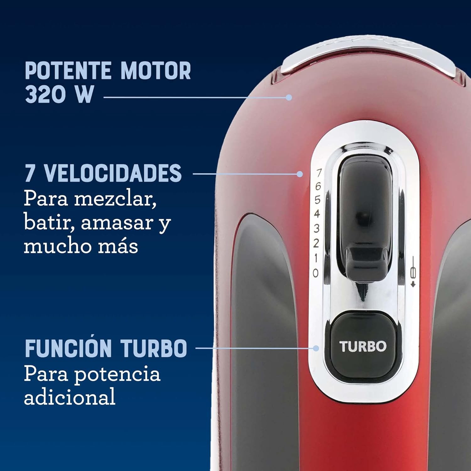 Oster&reg; Batidora de mano con 7 velocidades + funci&oacute;n turbo y motor de 320 w image number null