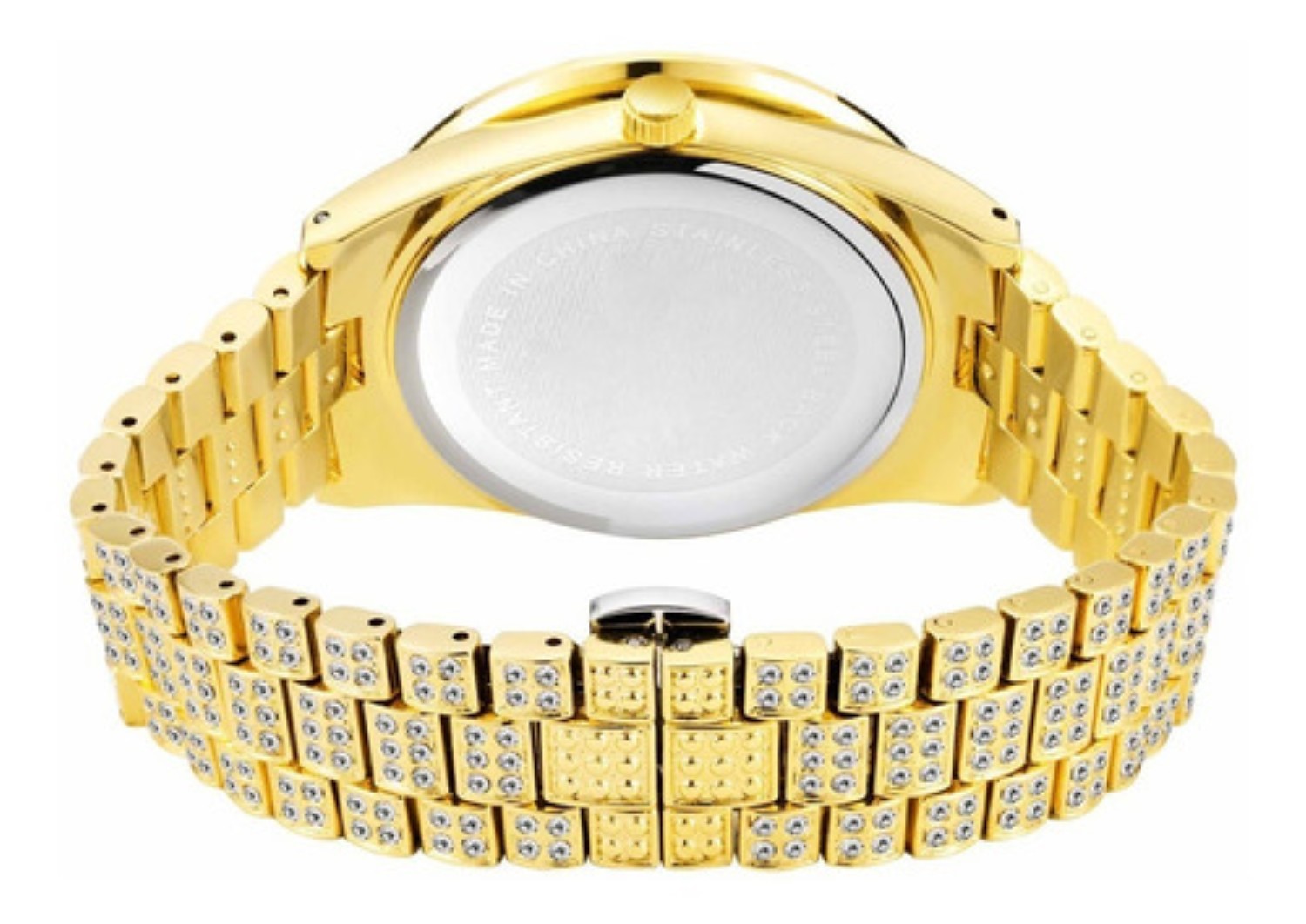 Reloj De Pulsera Unisex Con Diamantes Dorado Rojo image number null