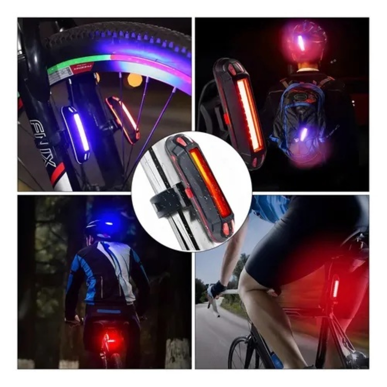 2pz Luces Usb Recargable Led Estrobo Para Bicicleta 5 Modos image number null