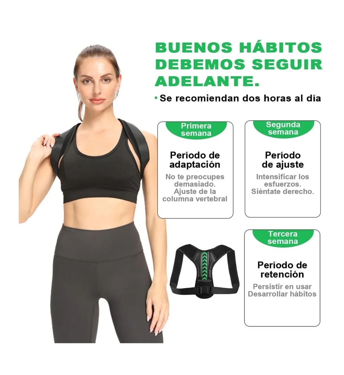 Corrector Postura Espalda Para Hombre Y Mujer Ajustable Faja M Negro Malubero image number null