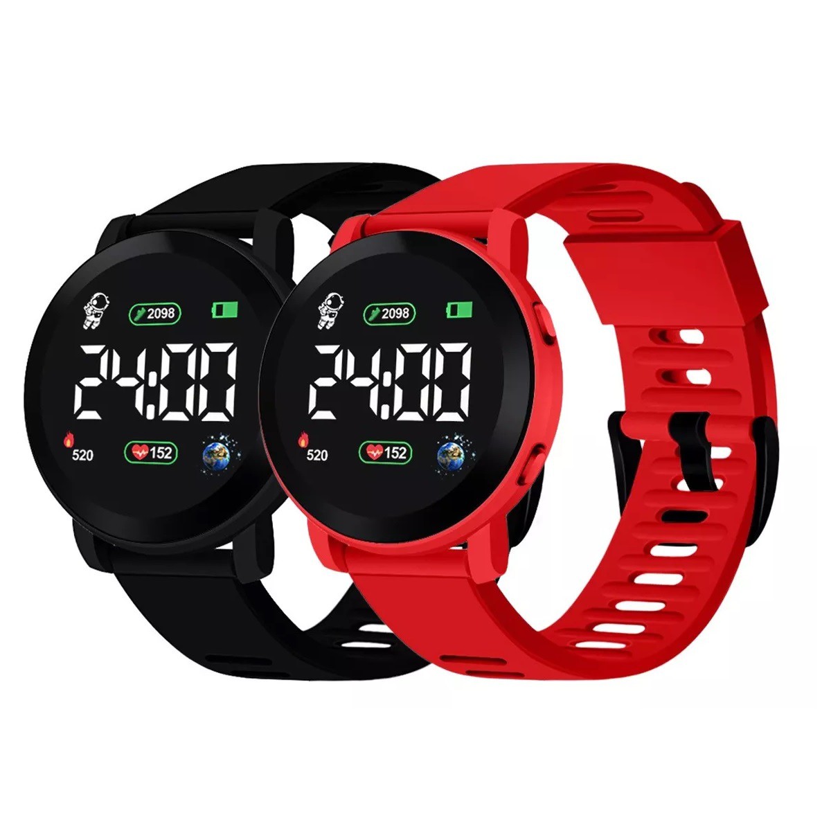 Reloj Led Digital Touch Ni&ntilde;os Ni&ntilde;as Regalo Personajes 2 pcs Rojo/Negro. image number null