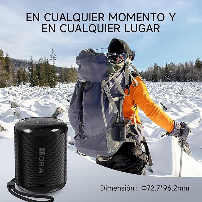 A Bocina Bluetooth Portatil 5.1, Mini Altavoz Inal&aacute;mbrico con Manos Libres/Micro USB/Radio FM/TF, Compatible con Phone, Tablet, Computadores, Ideal para Viajar, Campear, Negro. image number null