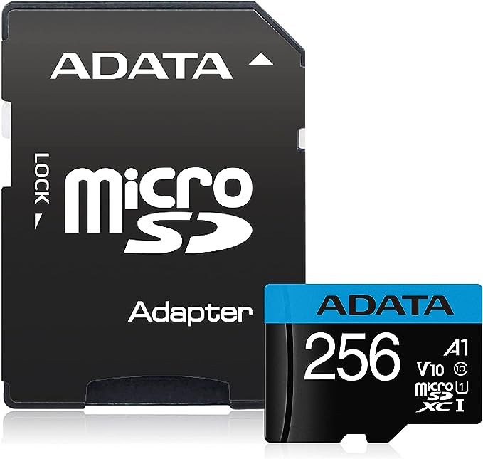ADATA 256 GB Tarjeta de Memoria Micro SDXC con Adaptador Color Negro con Azul A1 (Clase 10). image number null