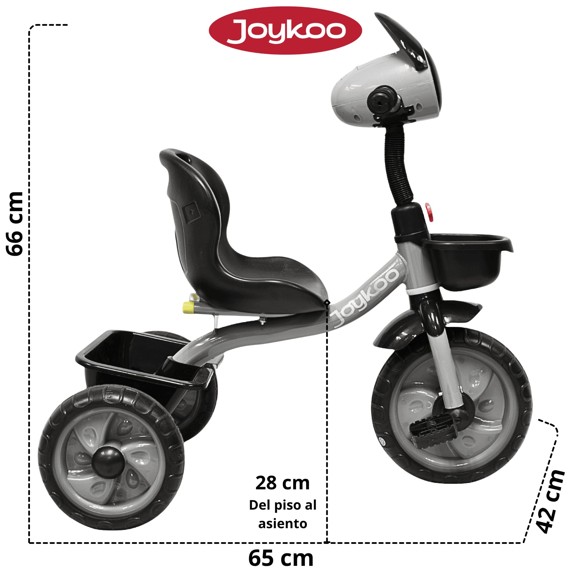 Triciclo para Ni&ntilde;os Torreta con Luz y Sonido Ruedas de Eva Apto a partir de 2 A&ntilde;os Soporta hasta 20 kg - Gris image number null