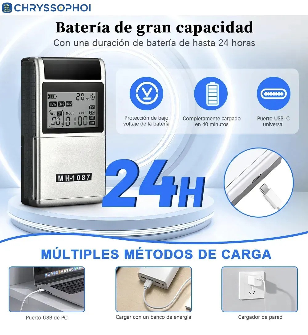 Electroestimulador Muscular 4 Canales 48 Modos 16 Electrodos GRIS image number null