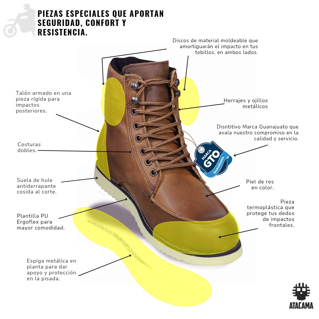 Botas para motociclistas Roen de piel negras con protecciones Atacama image number null