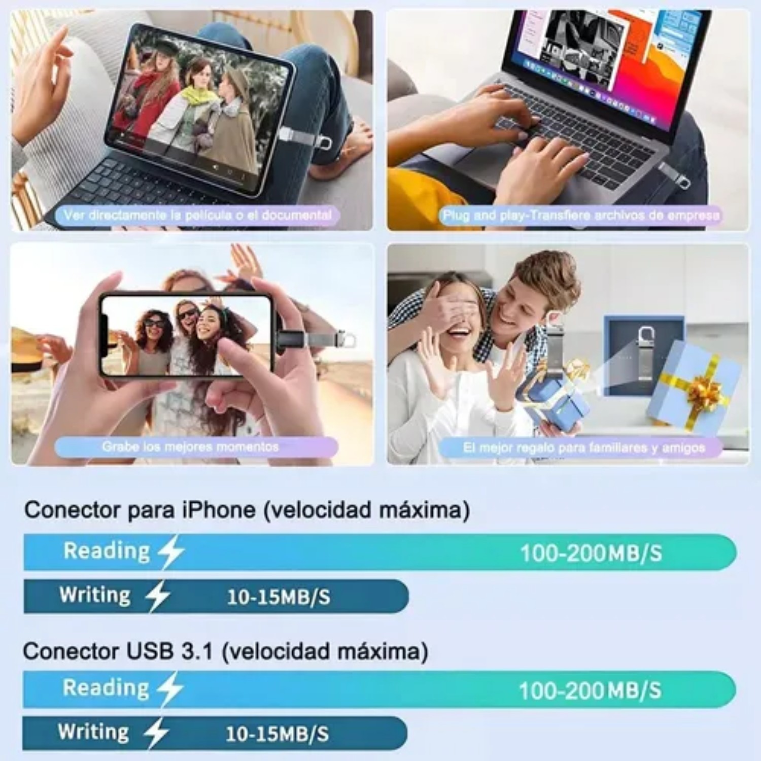 Memoria Usb 2tb Alta Velocidad 3.1 (2000 Gb) Flash Drive plata image number null