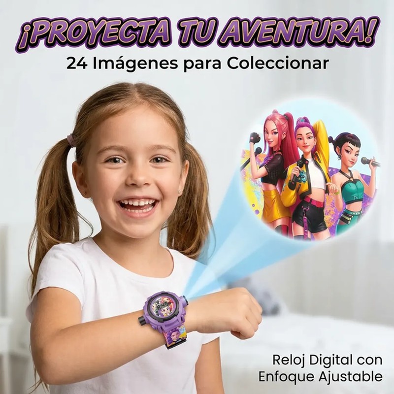 Reloj Infantil Kpop Demon Hunters 24 Im&aacute;genes Proyectables image number null