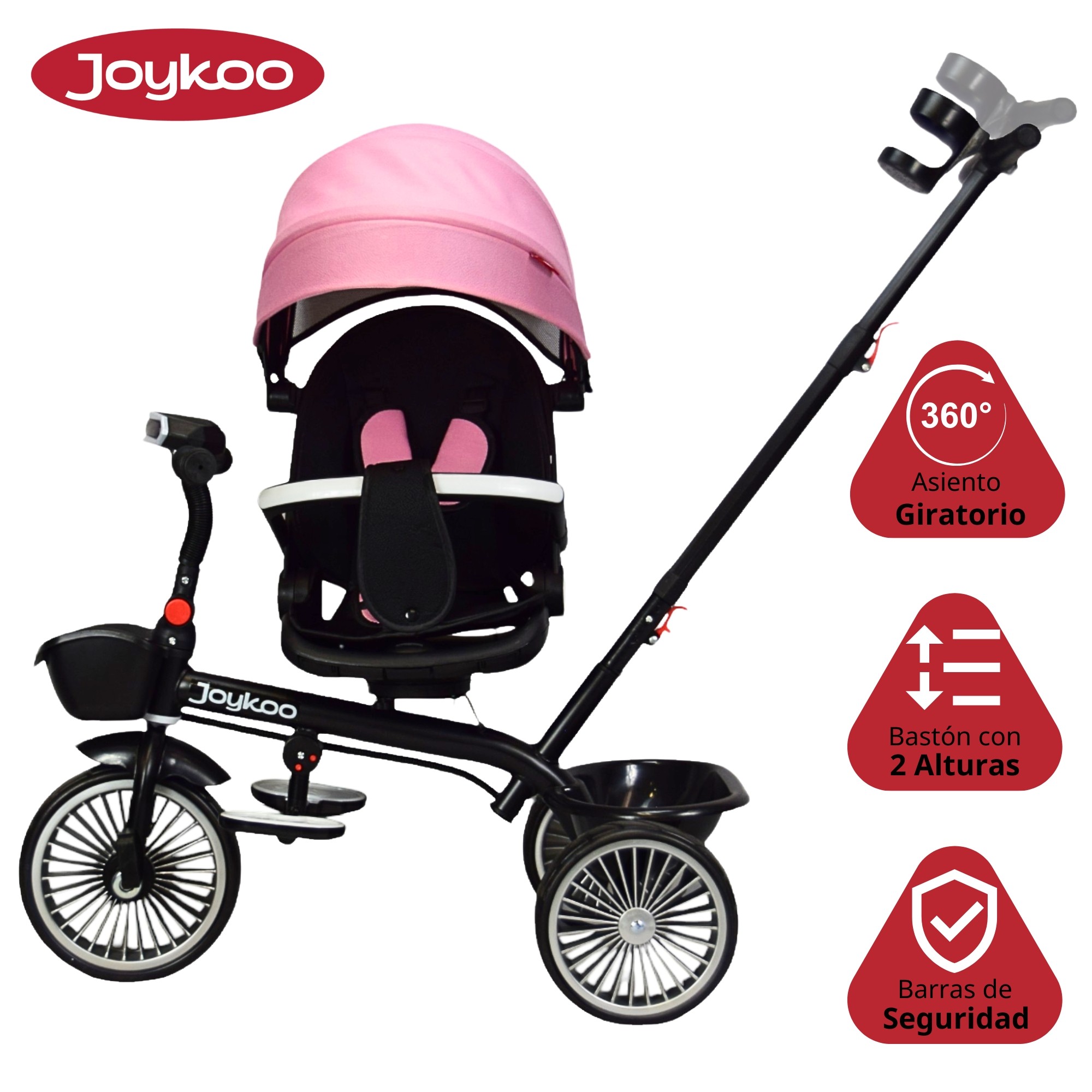 Triciclo para Ni&ntilde;os Asiento Giratorio Reclinable con Luz y Sonido - Rosa image number null
