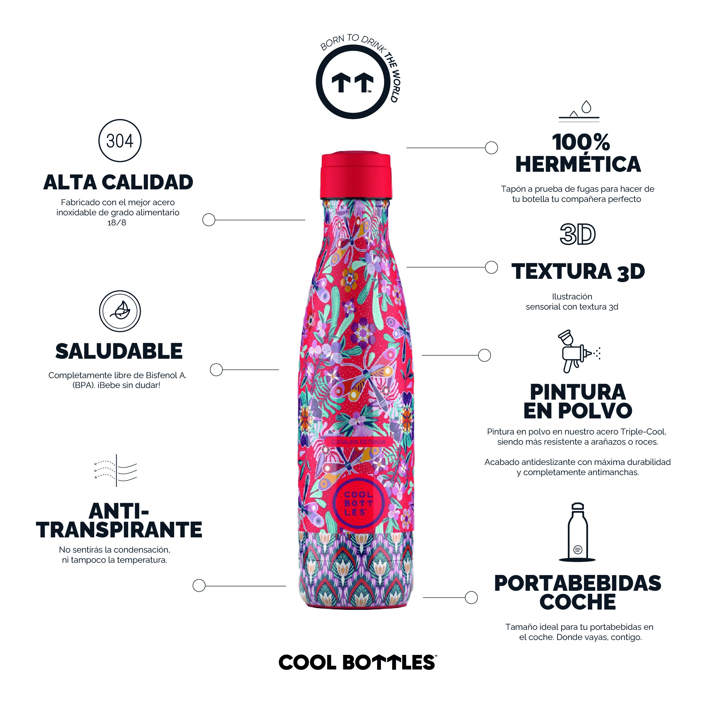Cool Bottles Botella Termo Dragonfly Paradise 500ml by Catalina Estrada image number null