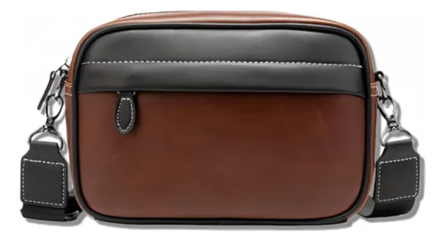 Bandoleras Tactica Bolsa De Piel Hombre Crossbody Y Cartera Marron con Negro image number null