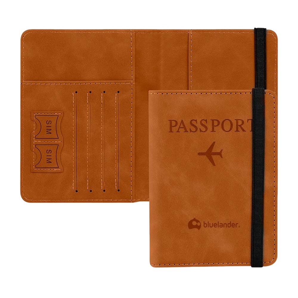Bluelander Porta Pasaporte, con Protecci&oacute;n RFID, Porta Pasaporte y Visa, 15 x 20.5 cm, (Caf&eacute;) image number null